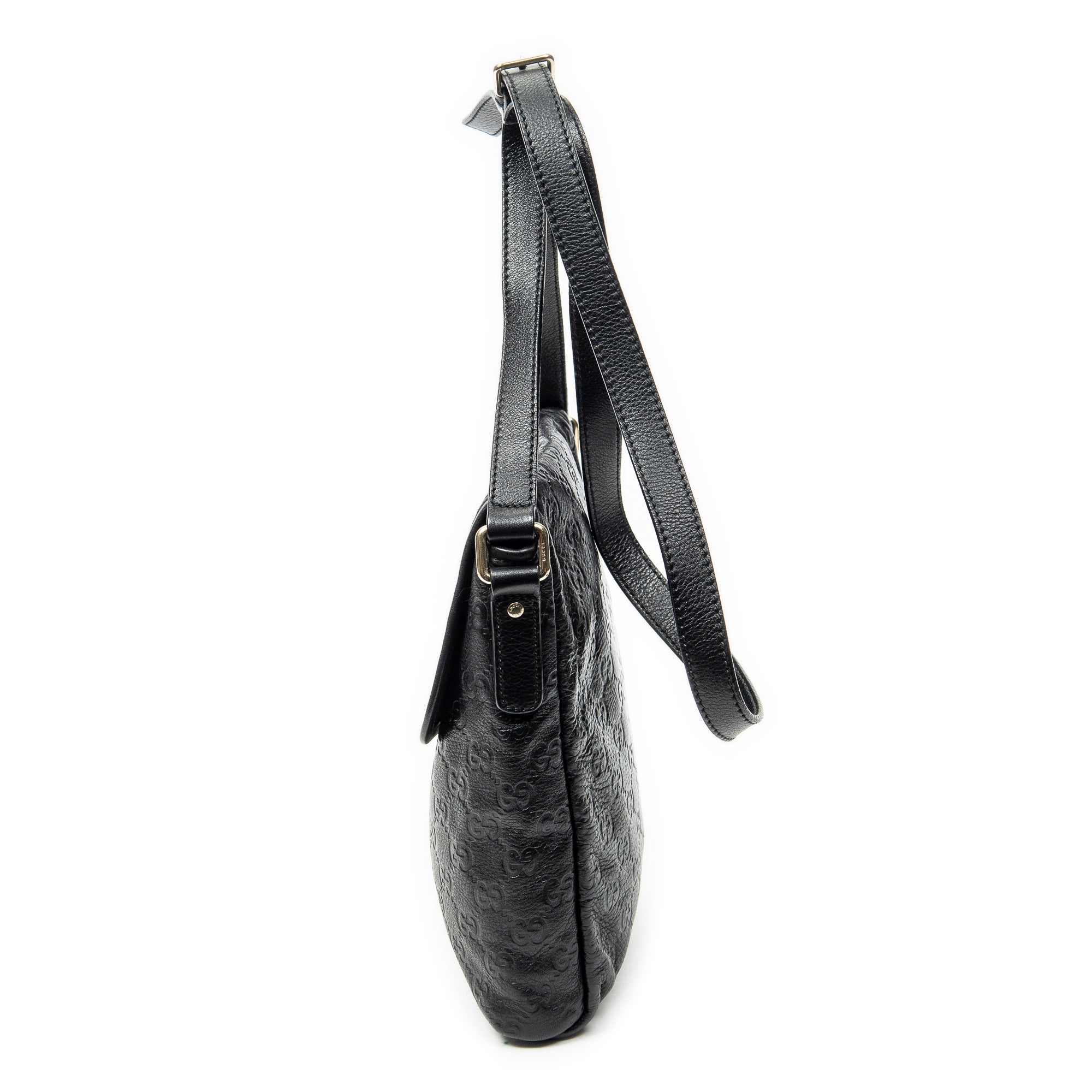 Shoulder Bag Small Flap Messenger Black Guccissima Leather