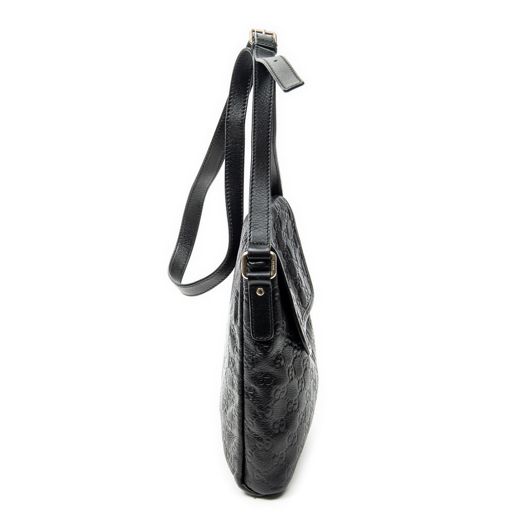 Shoulder Bag Small Flap Messenger Black Guccissima Leather
