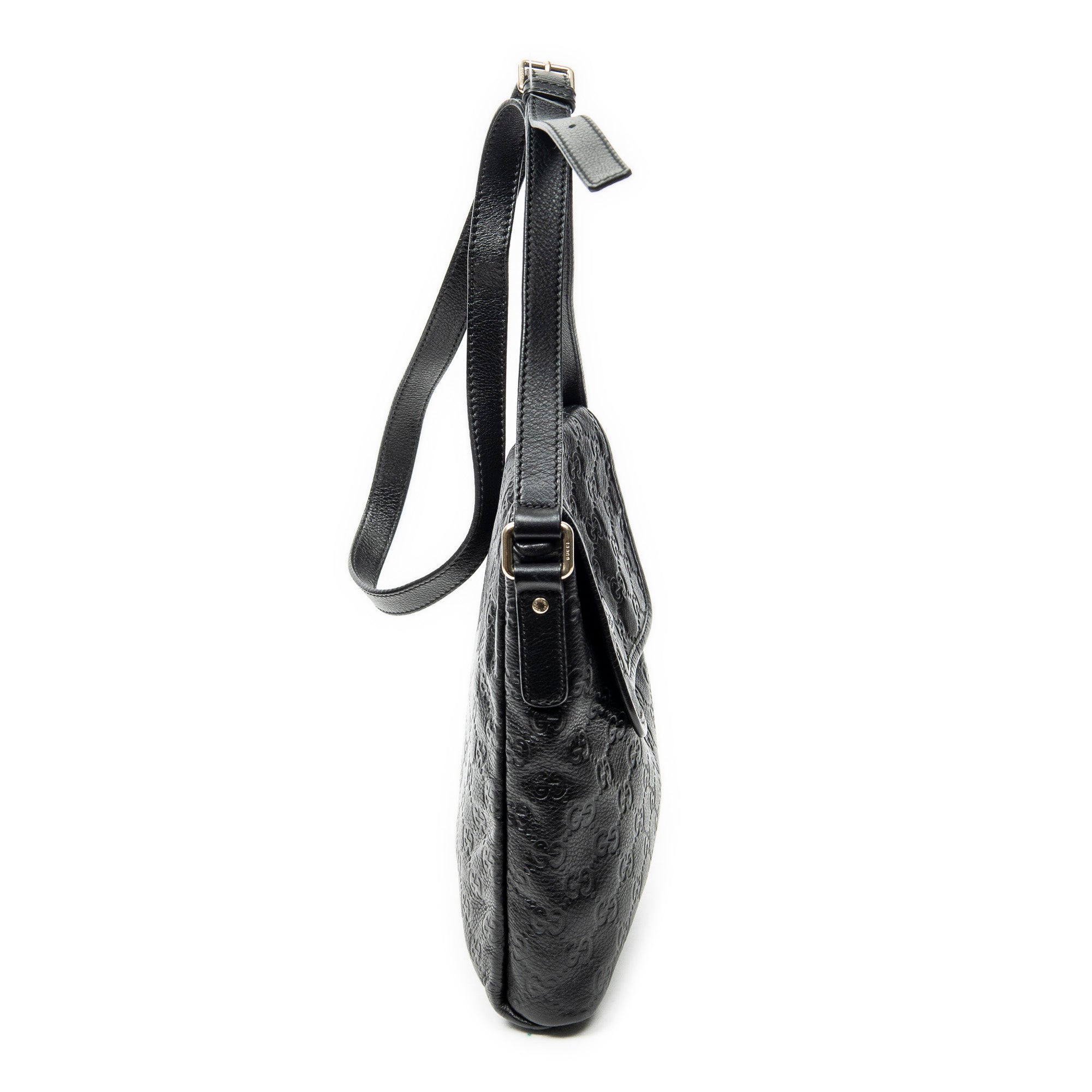Shoulder Bag Small Flap Messenger Black Guccissima Leather