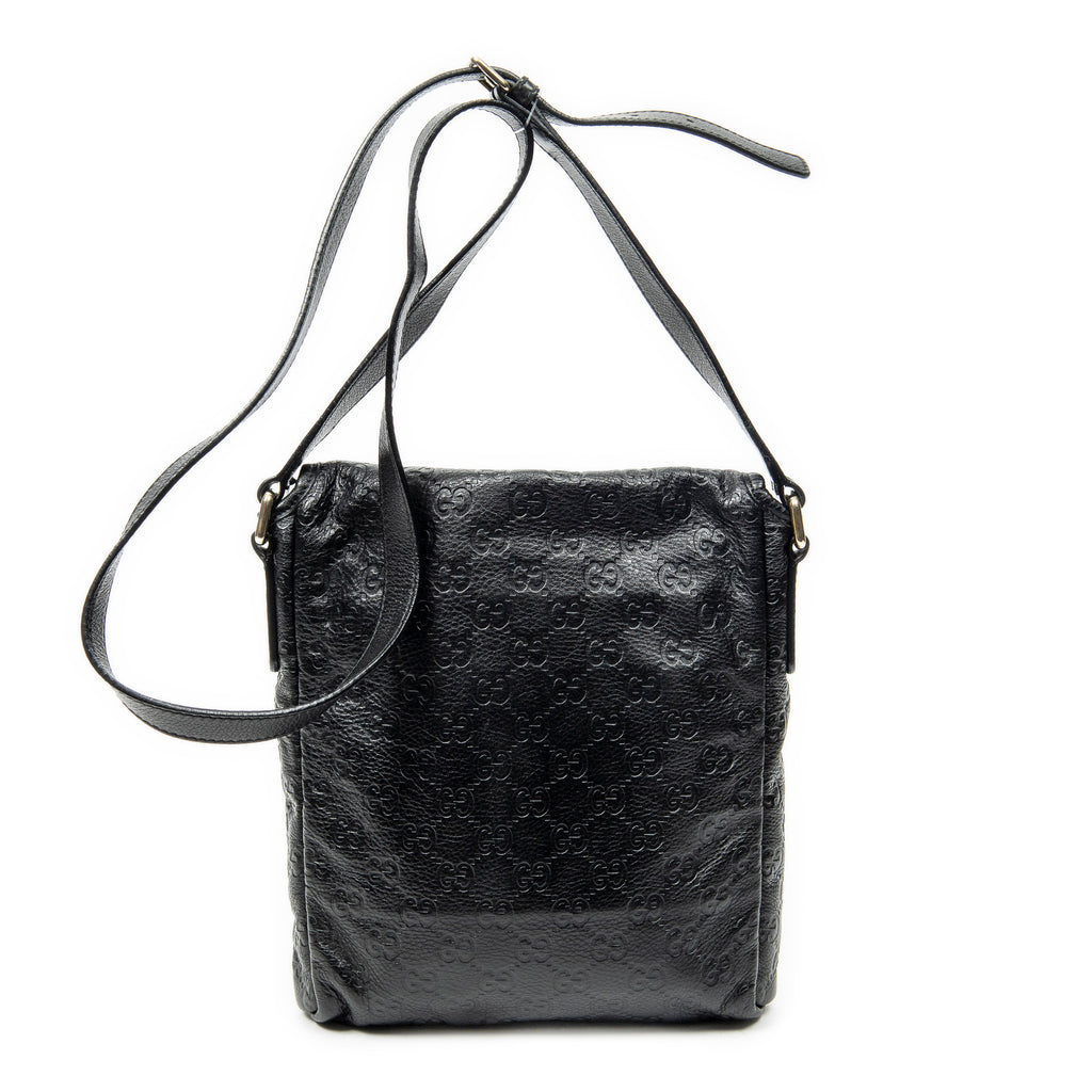Shoulder Bag Small Flap Messenger Black Guccissima Leather