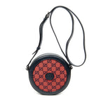 Shoulder Bag GG Round Crossbody Red Monogrammed Canvas