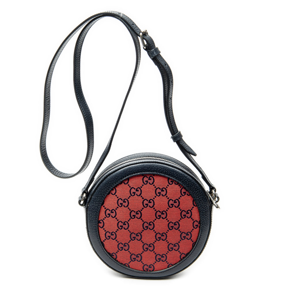 Shoulder Bag GG Round Crossbody Red Monogrammed Canvas