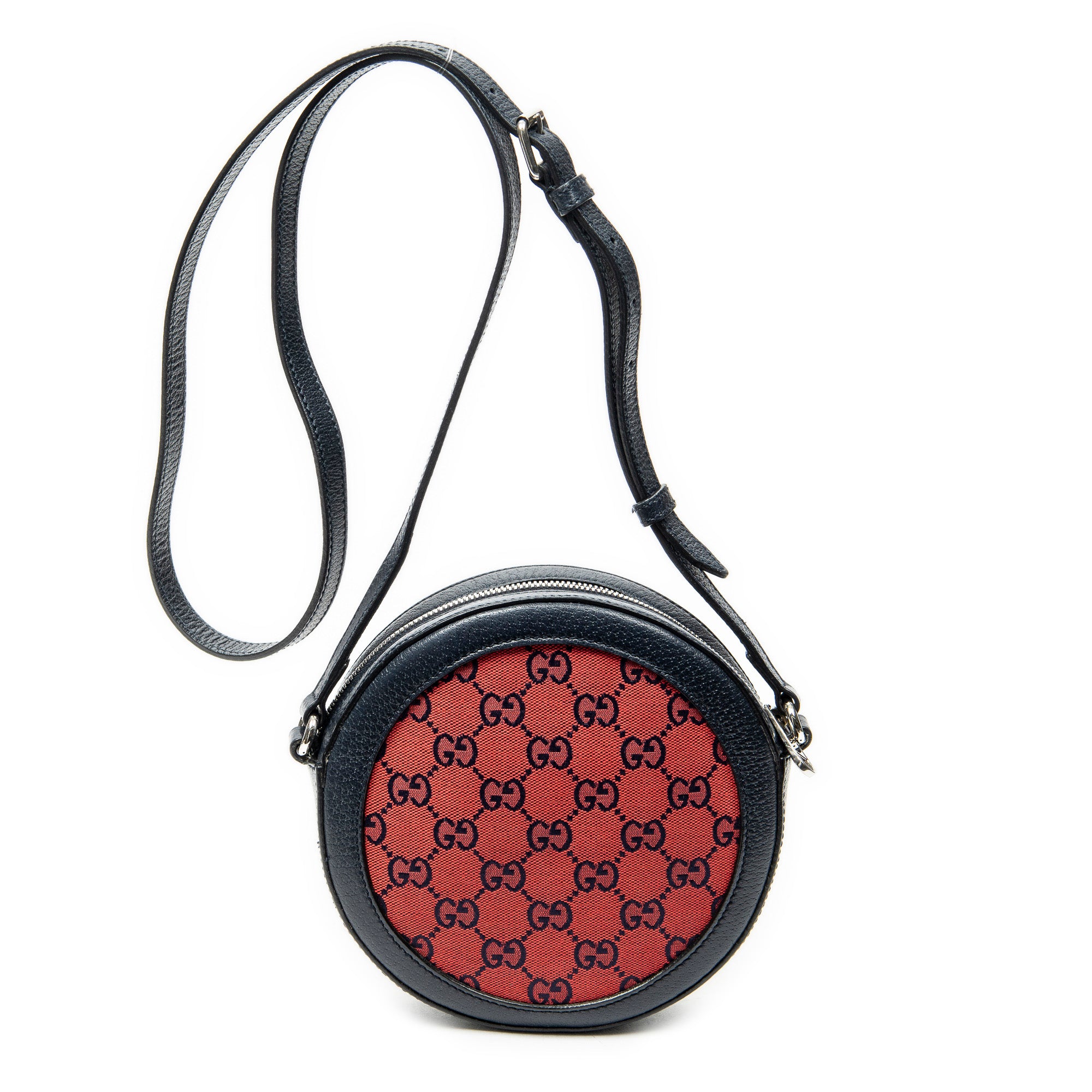 Shoulder Bag GG Round Crossbody Red Monogrammed Canvas