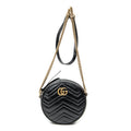 Shoulder Bag GG Marmont Chain Round Crossbody Black Quilted Chevron Leather