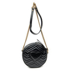 Shoulder Bag GG Marmont Chain Round Crossbody Black Quilted Chevron Leather