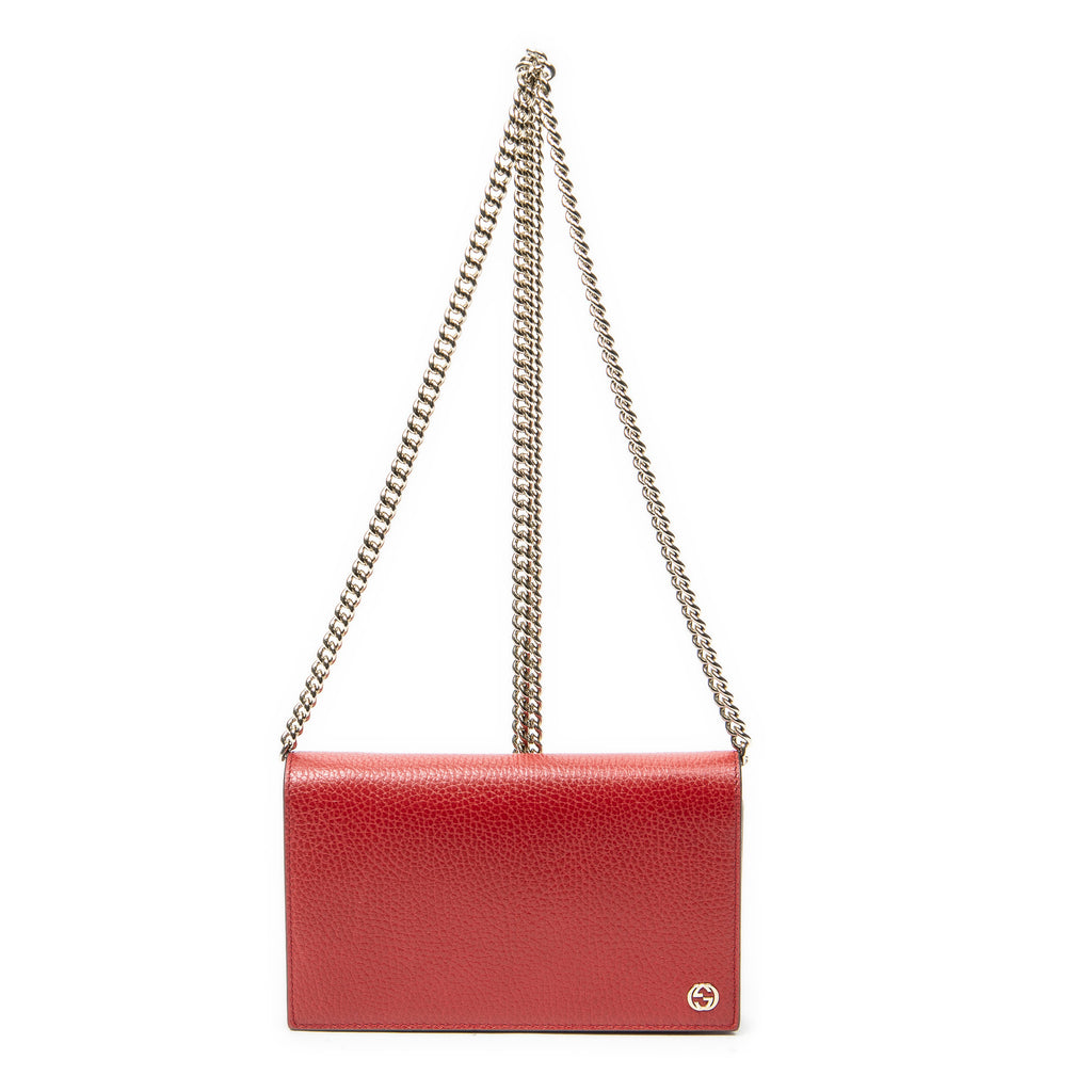 Shoulder Bag Betty Wallet on Chain Red Calfskin Leather