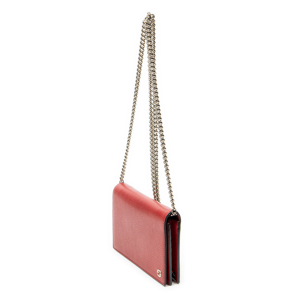 Shoulder Bag Betty Wallet on Chain Red Calfskin Leather
