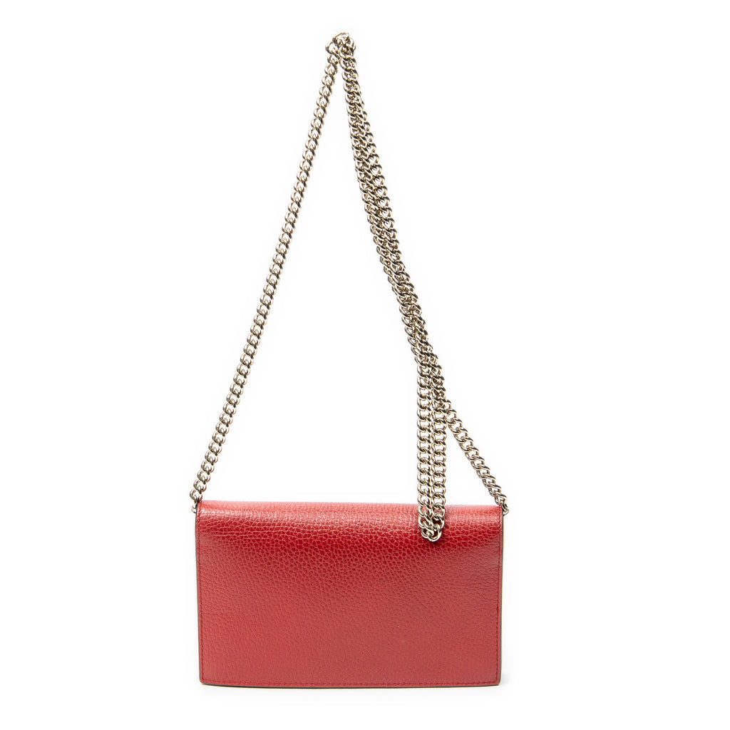 Shoulder Bag Betty Wallet on Chain Red Calfskin Leather