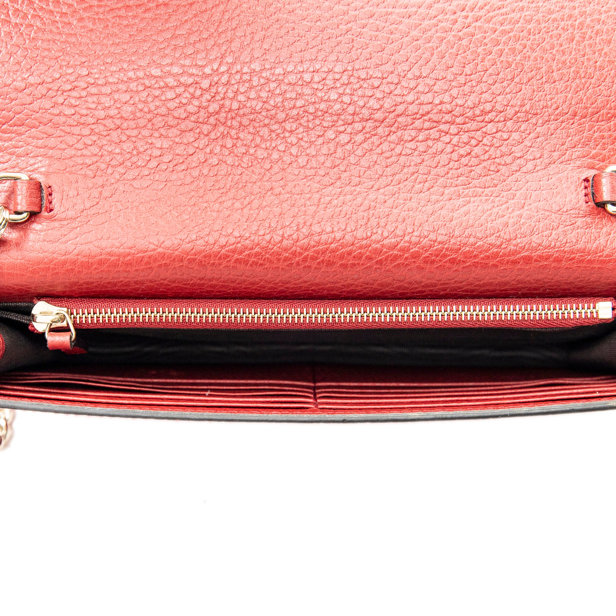 Shoulder Bag Betty Wallet on Chain Red Calfskin Leather