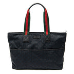 Shoulder Bag Web Large Diaper Tote Black Monogrammed Canvas
