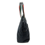 Shoulder Bag Web Large Diaper Tote Black Monogrammed Canvas