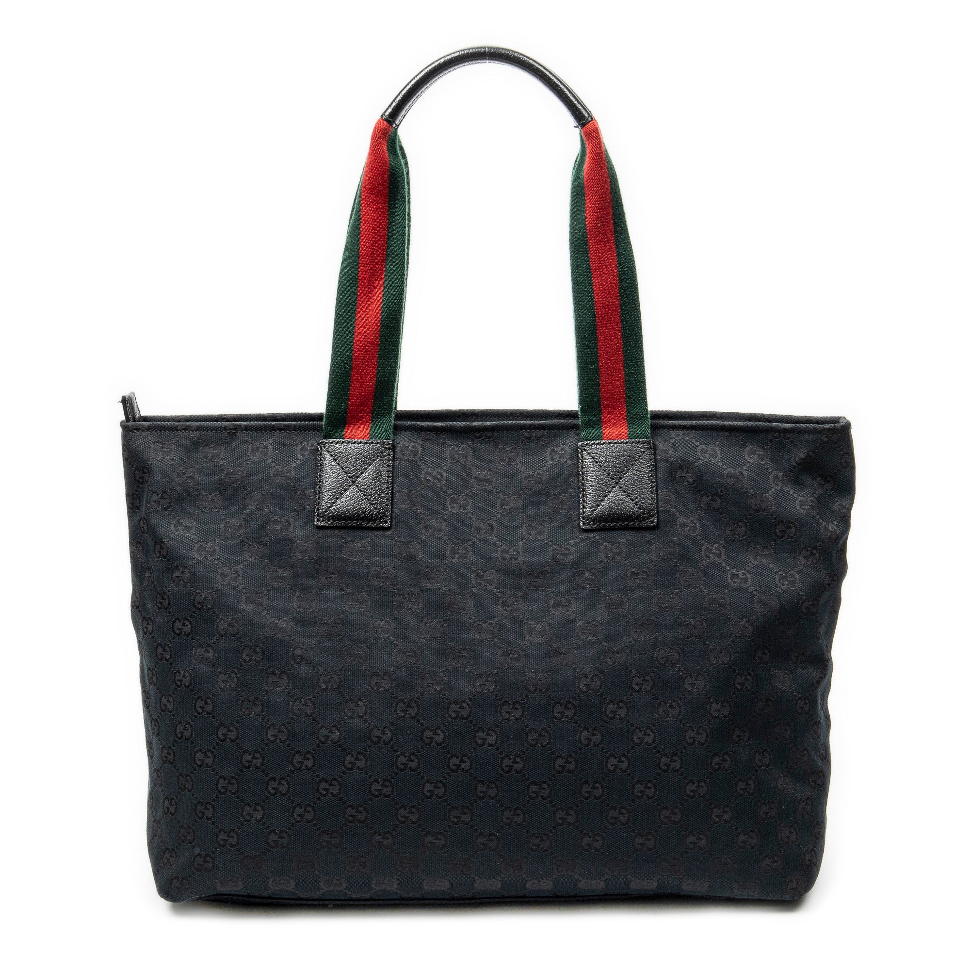 Shoulder Bag Web Large Diaper Tote Black Monogrammed Canvas