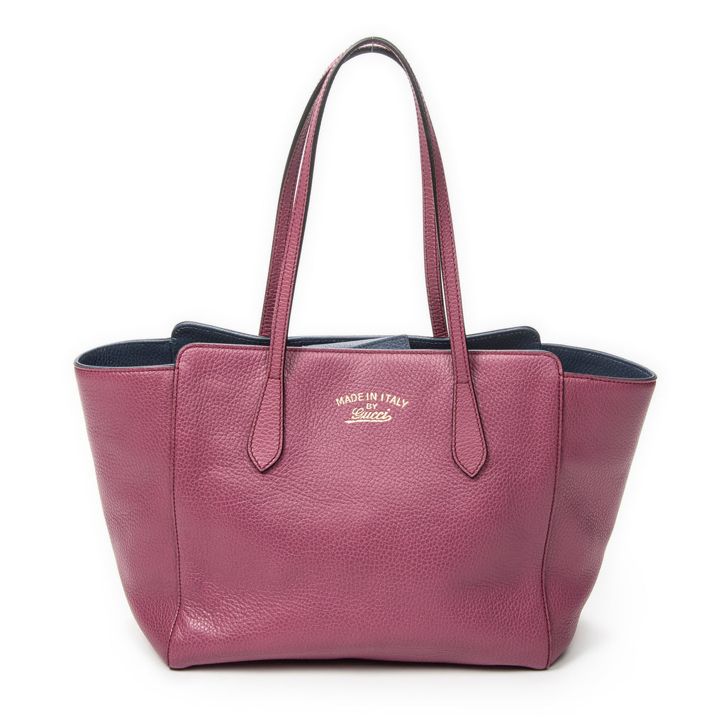 Bolso de hombro pequeño Swing Tote de piel de becerro púrpura