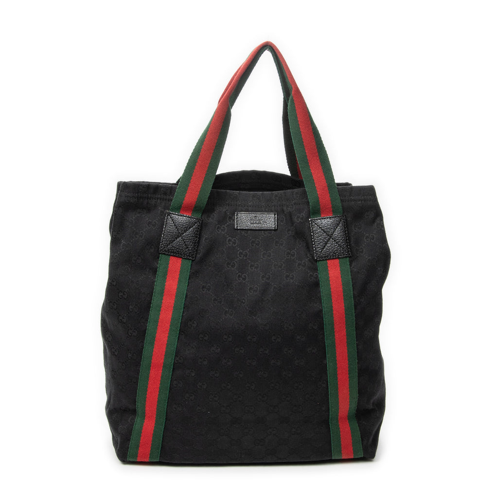 Shoulder Bag Open Shopper Tote Black Monogrammed Canvas