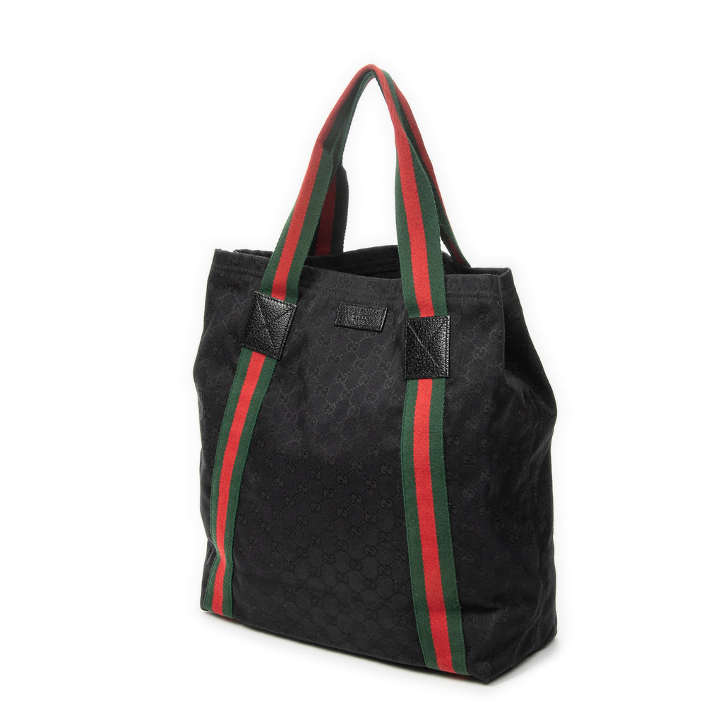 Shoulder Bag Open Shopper Tote Black Monogrammed Canvas