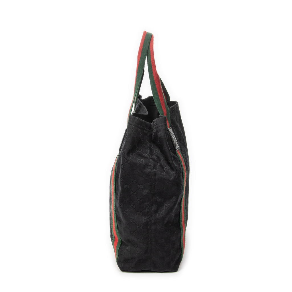 Shoulder Bag Open Shopper Tote Black Monogrammed Canvas