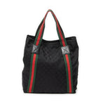 Shoulder Bag Open Shopper Tote Black Monogrammed Canvas