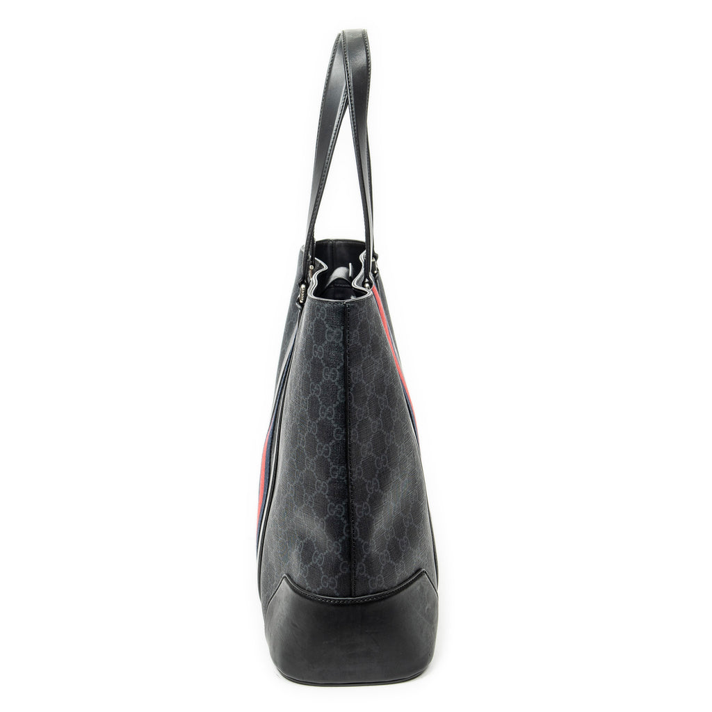 Shoulder Bag Large Web Shopping Tote Black Supreme Coated Canvas