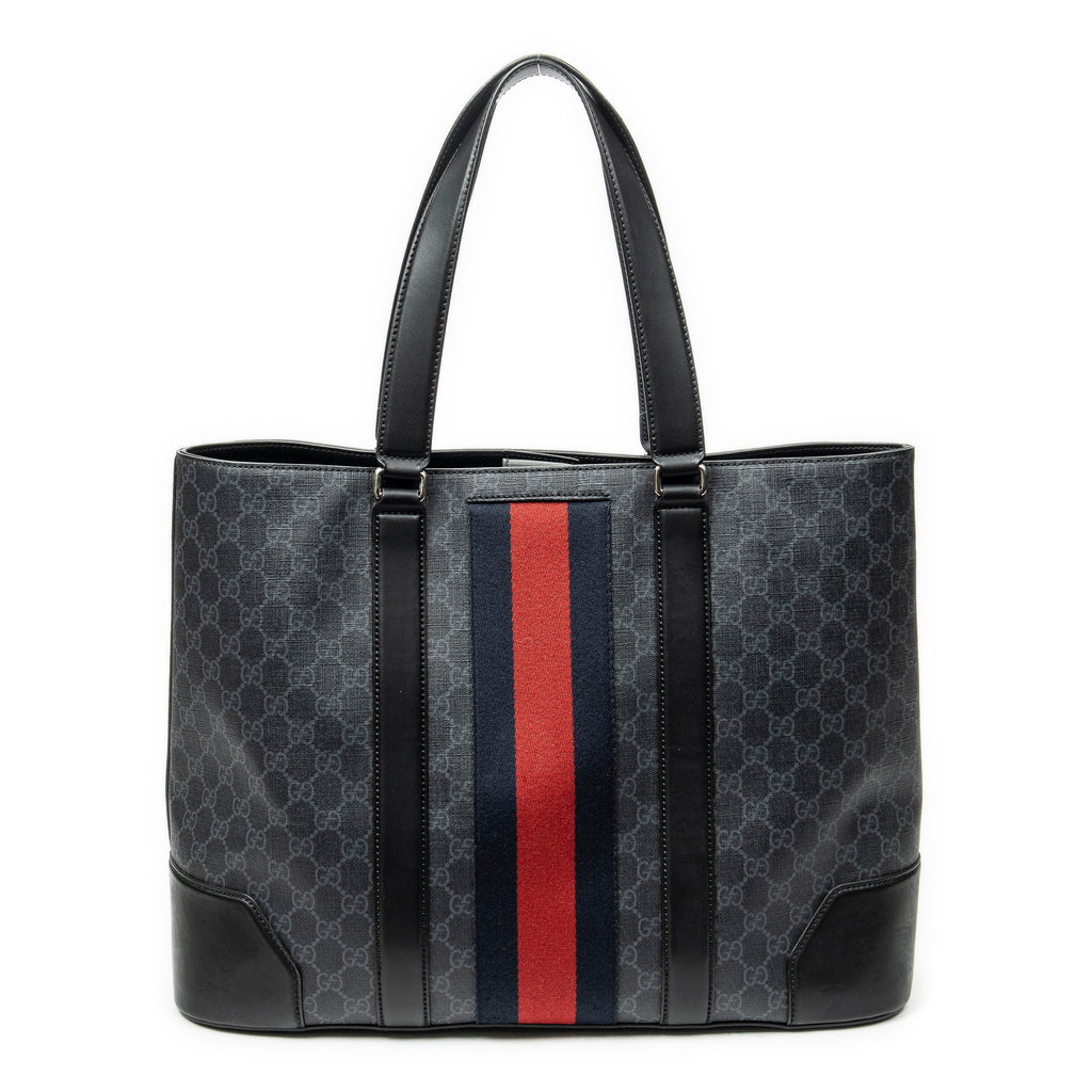Shoulder Bag Large Web Shopping Tote Black Supreme Coated Canvas