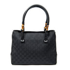 Shoulder Bag Square Bamboo Classic Tote Black Monogrammed Canvas