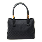 Shoulder Bag Square Bamboo Classic Tote Black Monogrammed Canvas