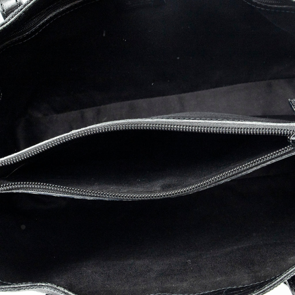 Shoulder Bag Square Bamboo Classic Tote Black Monogrammed Canvas