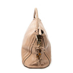 Shoulder Bag Bamboo Tassel Zip Tote Pink Calfskin Leather
