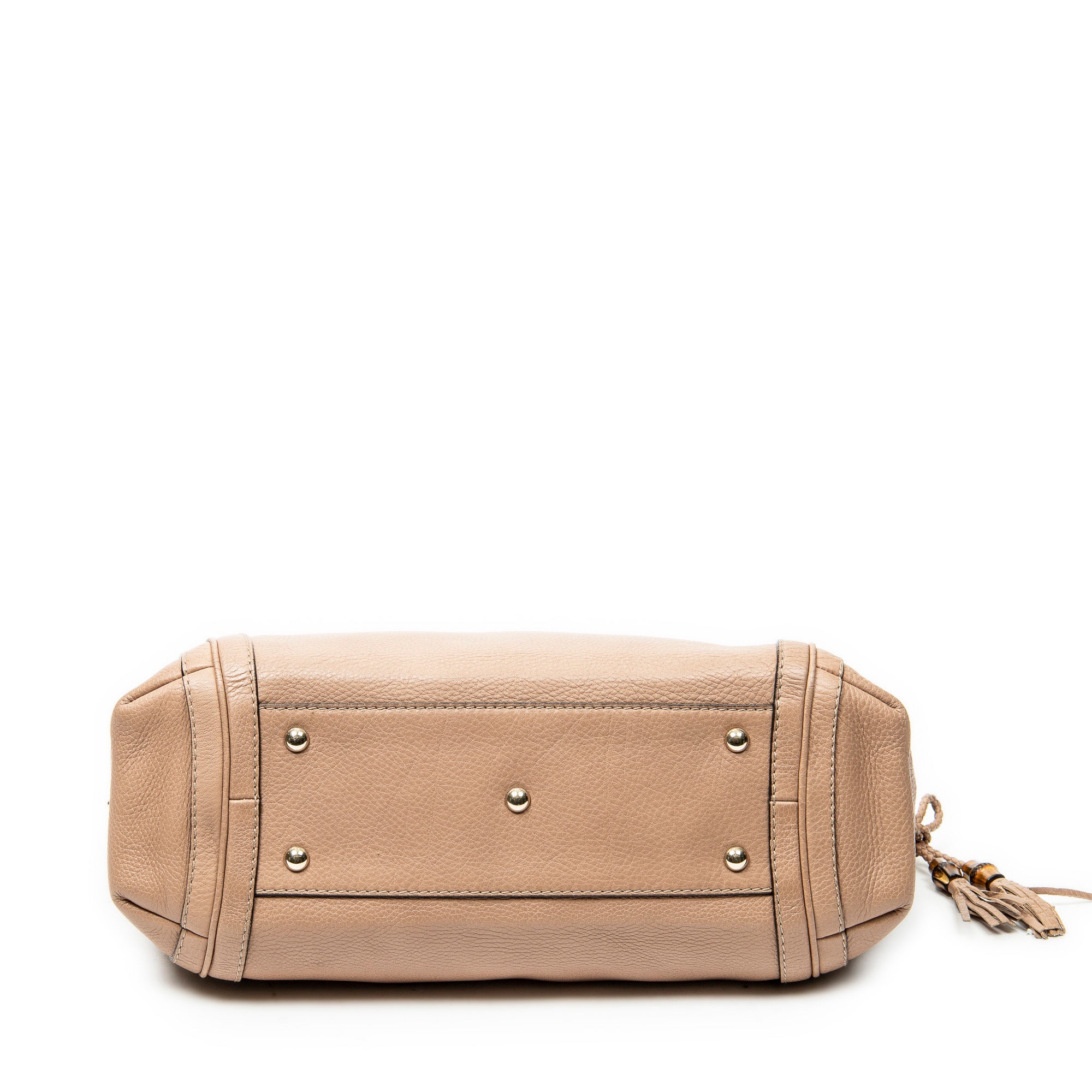 Shoulder Bag Bamboo Tassel Zip Tote Pink Calfskin Leather