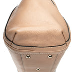 Bolso de hombro con borla de bambú y cremallera de piel de becerro rosa