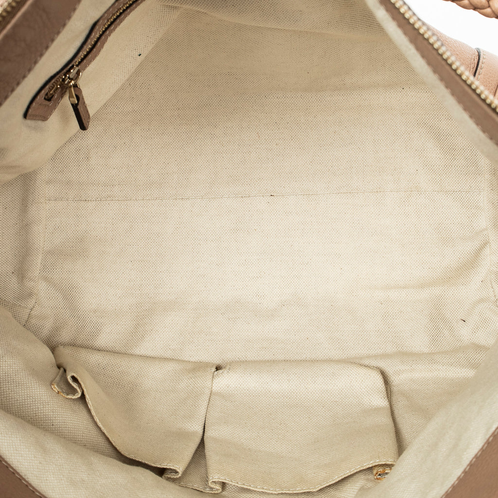 Shoulder Bag Bamboo Tassel Zip Tote Pink Calfskin Leather