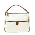 Shoulder Bag Front Pocket Zip Hobo Ivory Supreme Coated Canvas