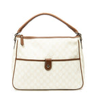 Shoulder Bag Front Pocket Zip Hobo Ivory Supreme Coated Canvas