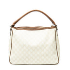 Shoulder Bag Front Pocket Zip Hobo Ivory Supreme Coated Canvas