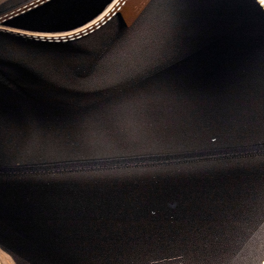 Shoulder Bag Front Pocket Zip Hobo Ivory Supreme Coated Canvas