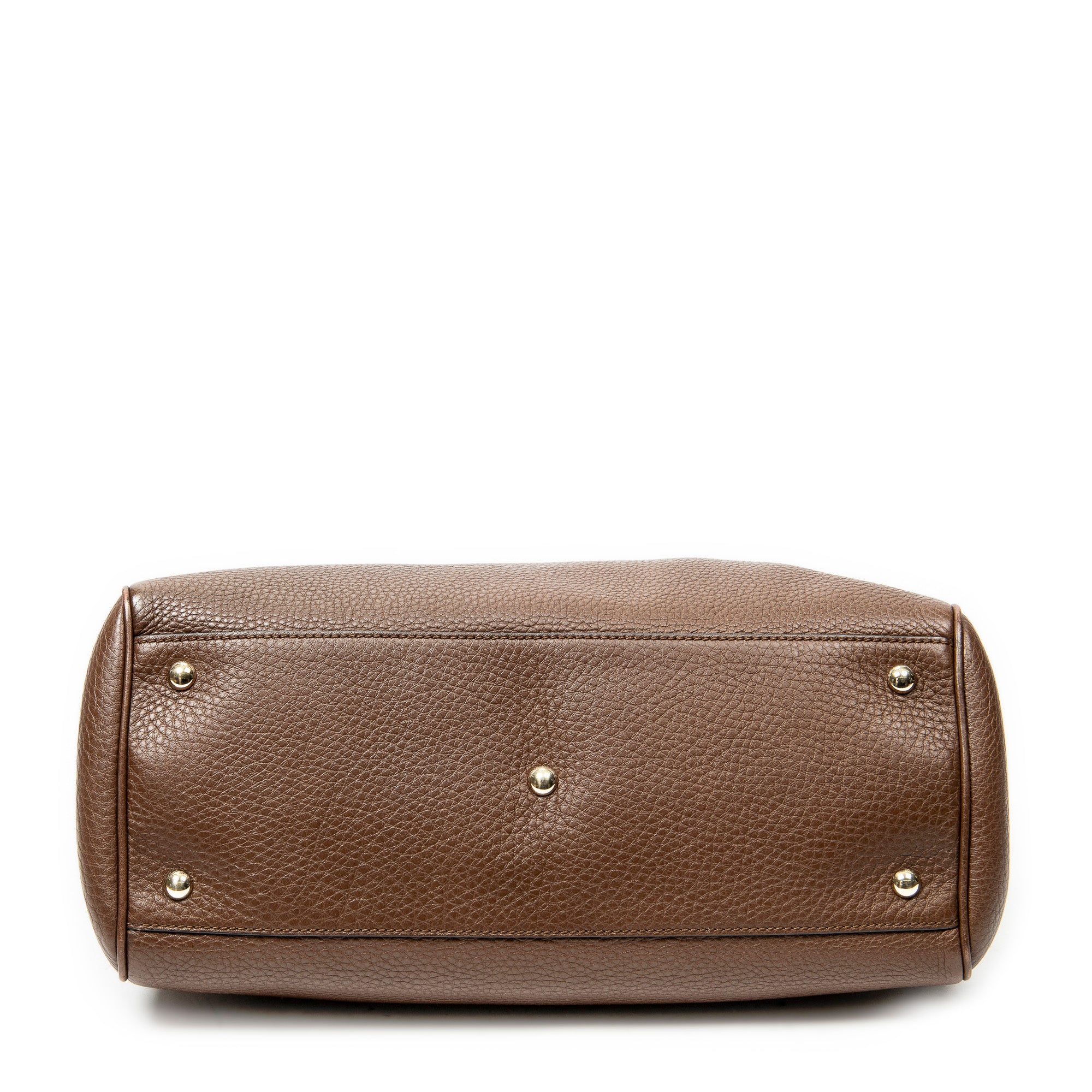 Shoulder Bag Bamboo Shopper Tote Brown Grained Calfskin Leather