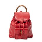 Backpack Mini Bamboo Backpack Red Calfskin Leather