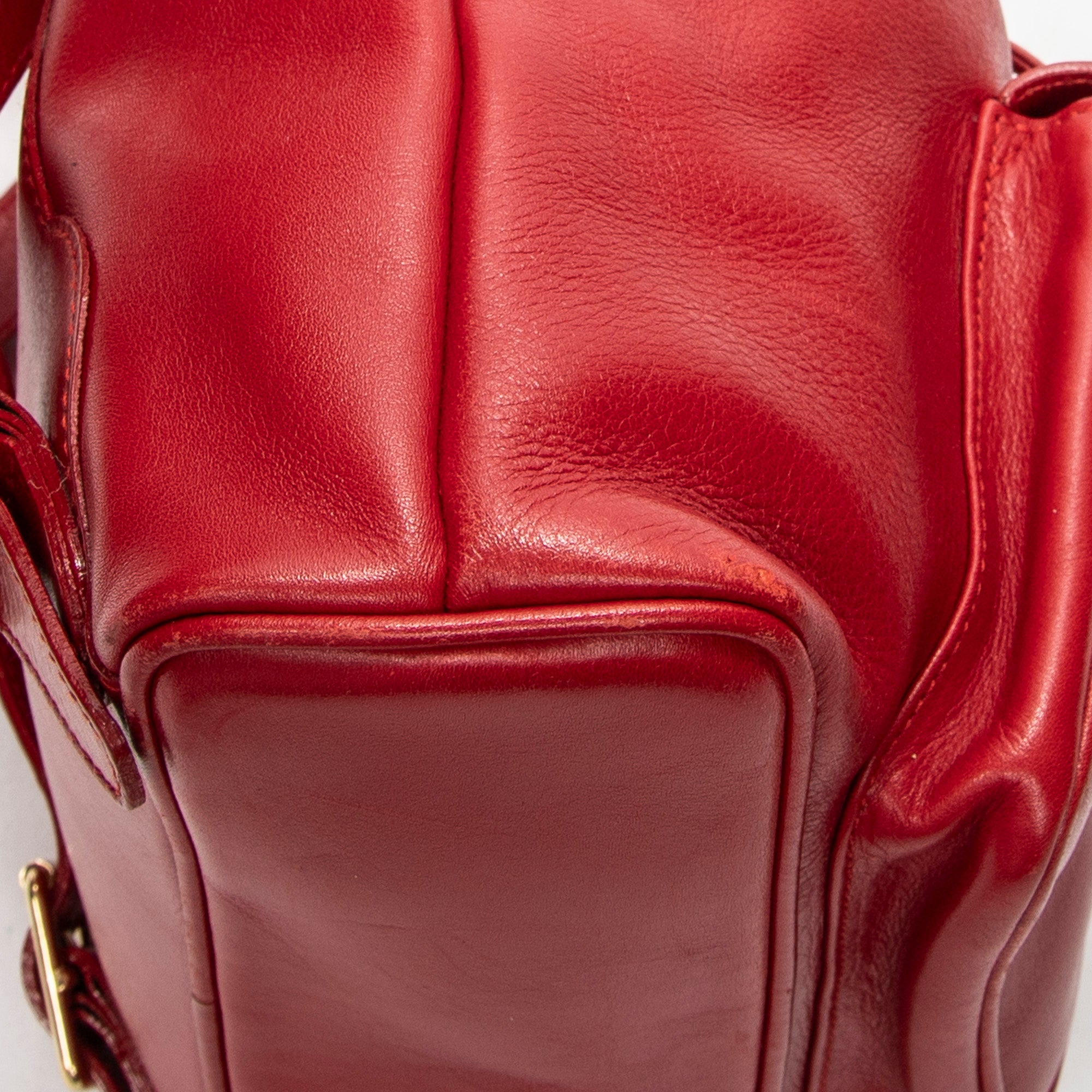 Backpack Mini Bamboo Backpack Red Calfskin Leather