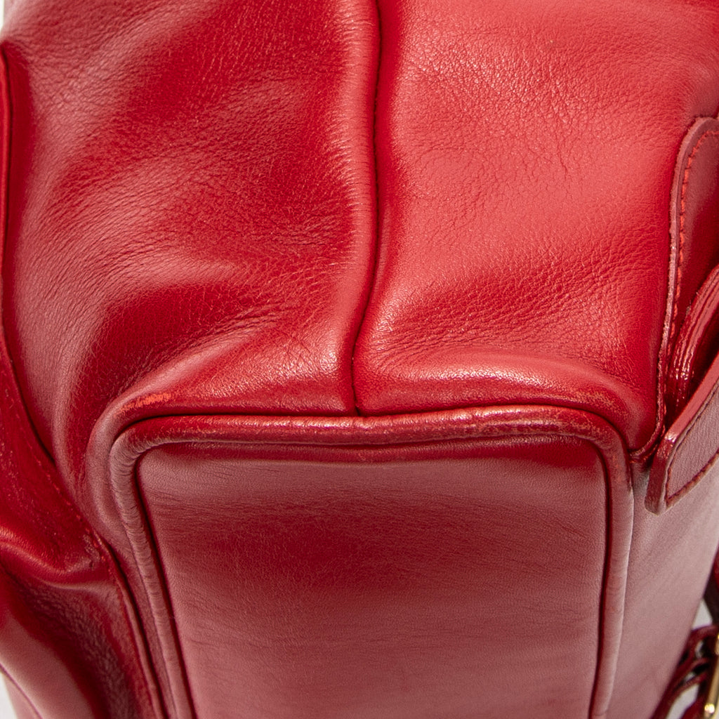 Backpack Mini Bamboo Backpack Red Calfskin Leather