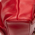 Backpack Mini Bamboo Backpack Red Calfskin Leather