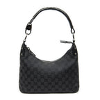 Shoulder Bag Small Hobo Bag Black Monogrammed Canvas