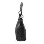 Shoulder Bag Small Hobo Bag Black Monogrammed Canvas