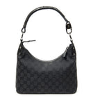 Shoulder Bag Small Hobo Bag Black Monogrammed Canvas