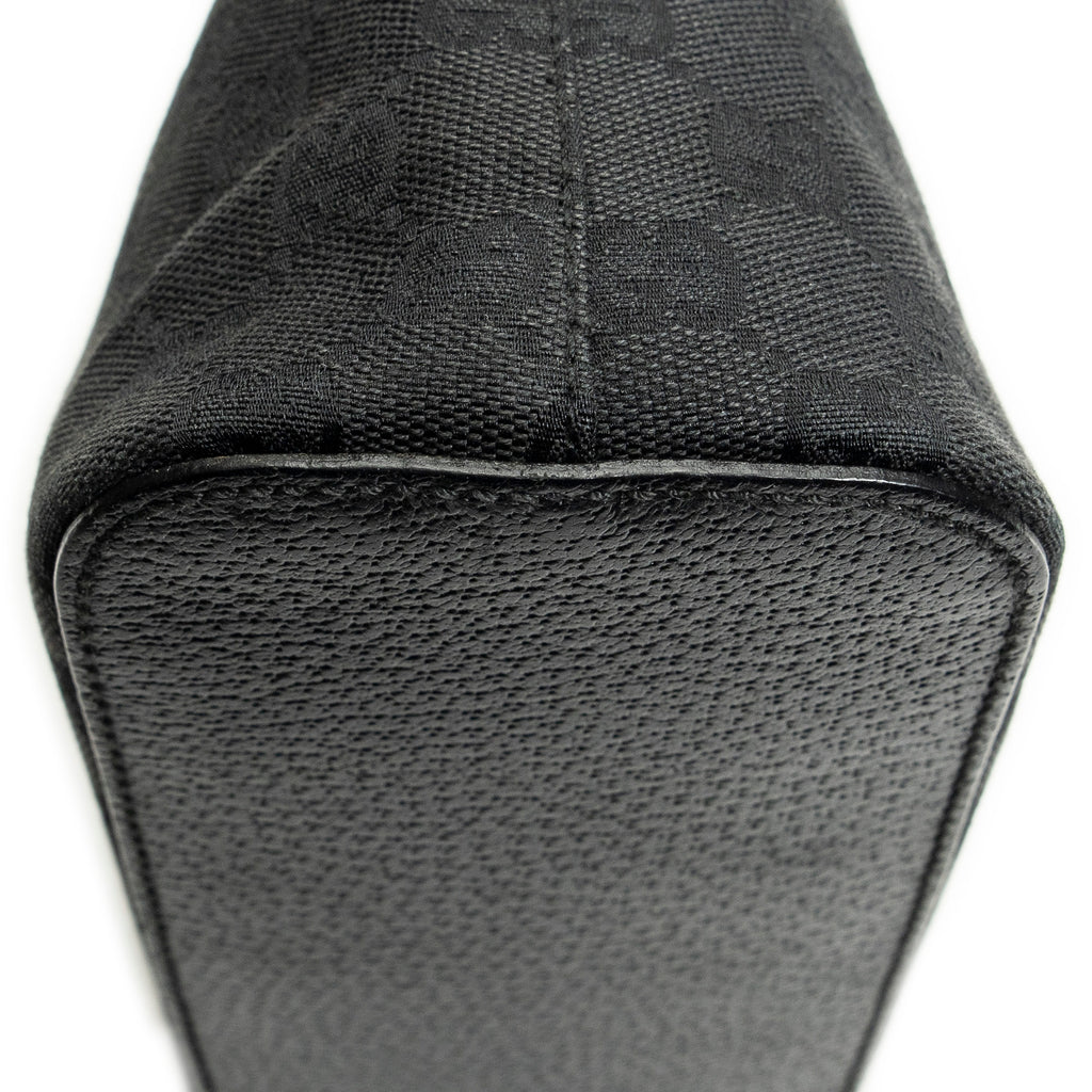 Shoulder Bag Small Hobo Bag Black Monogrammed Canvas