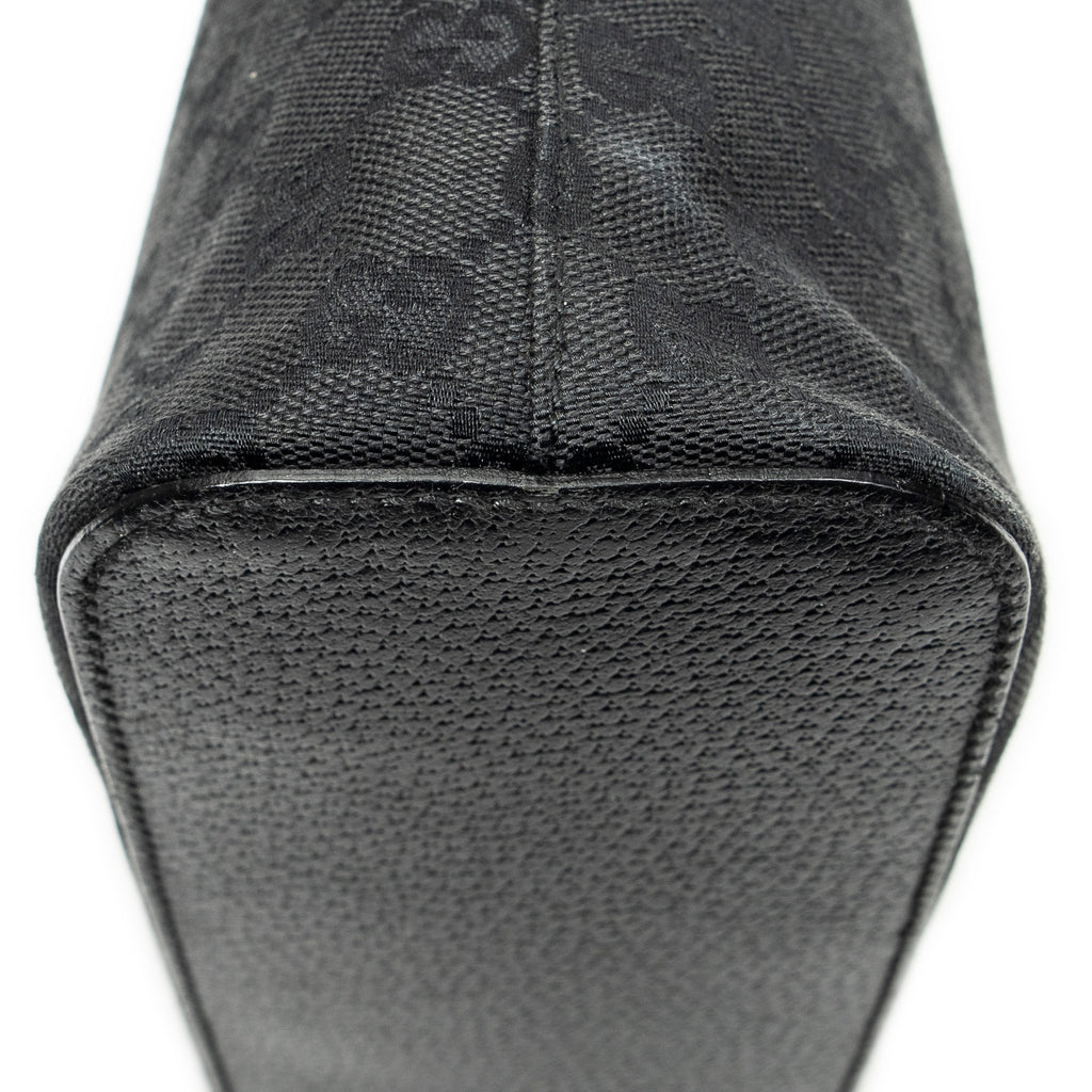 Shoulder Bag Small Hobo Bag Black Monogrammed Canvas