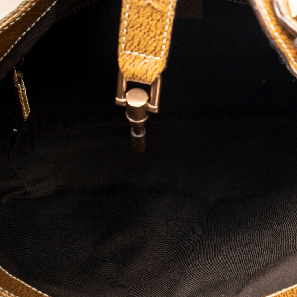 Shoulder Bag Nailhead Jackie Tan Monogrammed Canvas