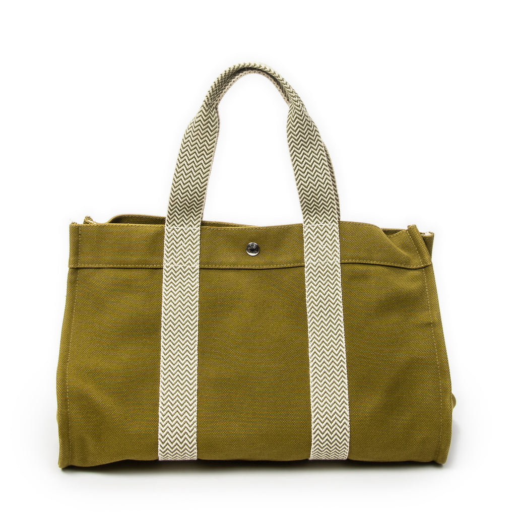Handbag Cannes MM Green Toile Canvas
