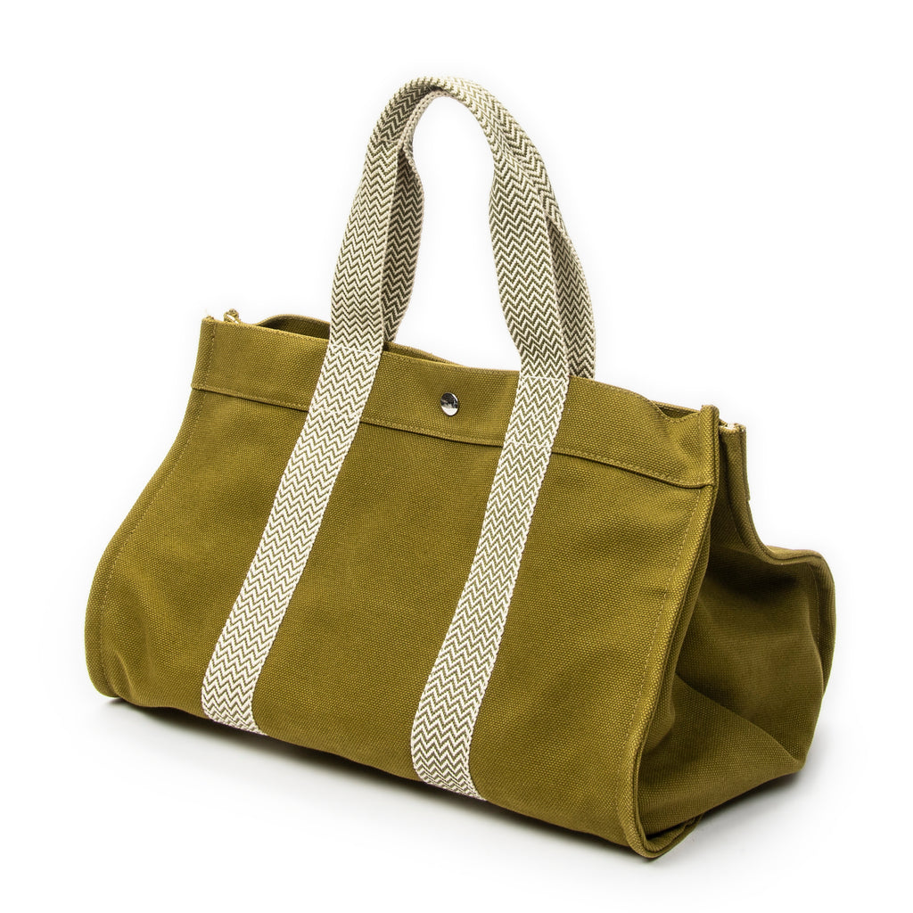 Handbag Cannes MM Green Toile Canvas