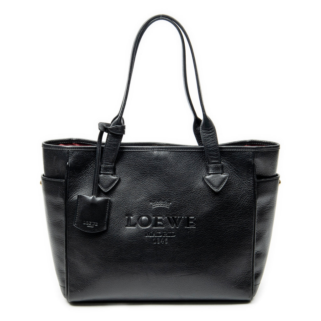Shoulder Bag Heritage Tote Black Grained Calfskin Leather