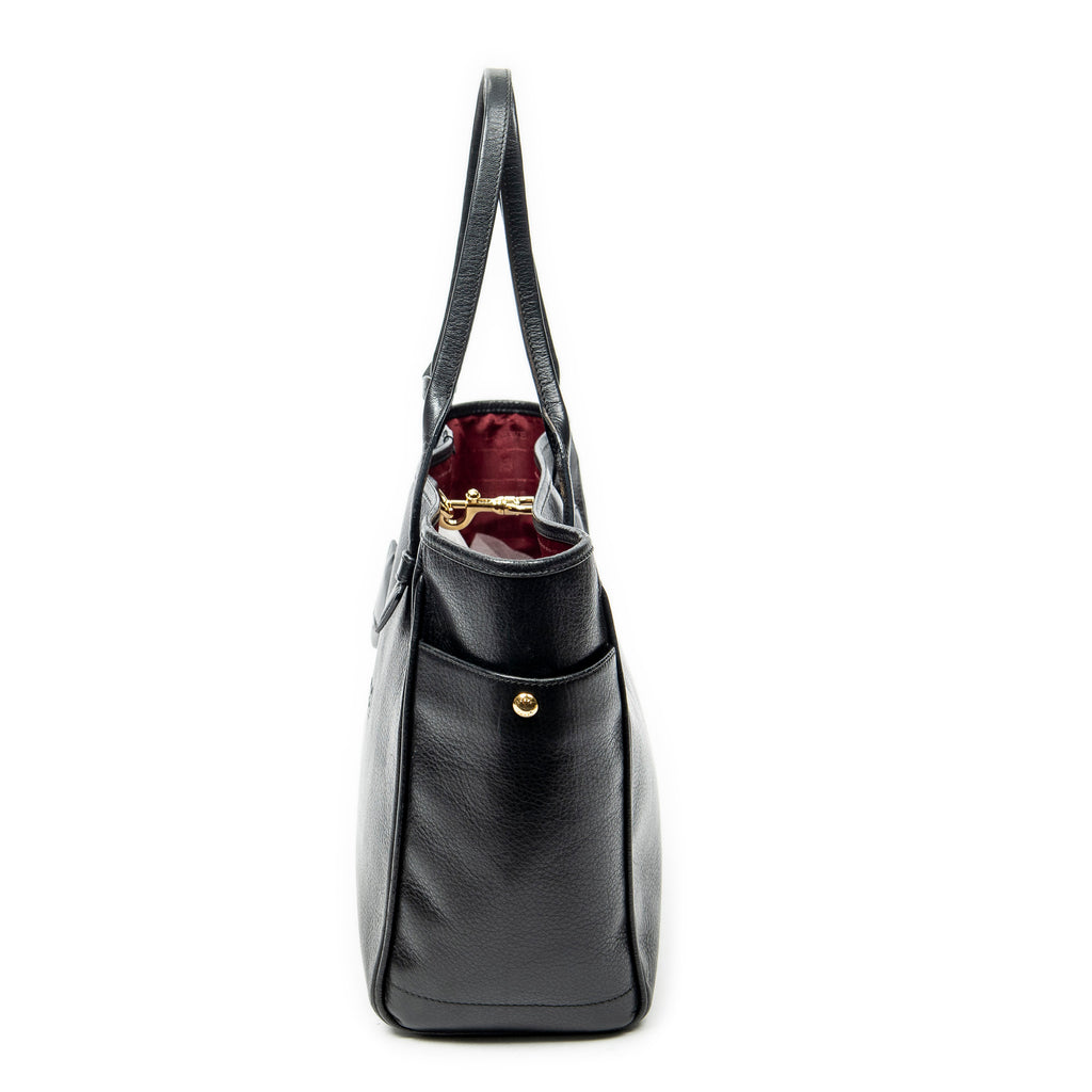 Shoulder Bag Heritage Tote Black Grained Calfskin Leather