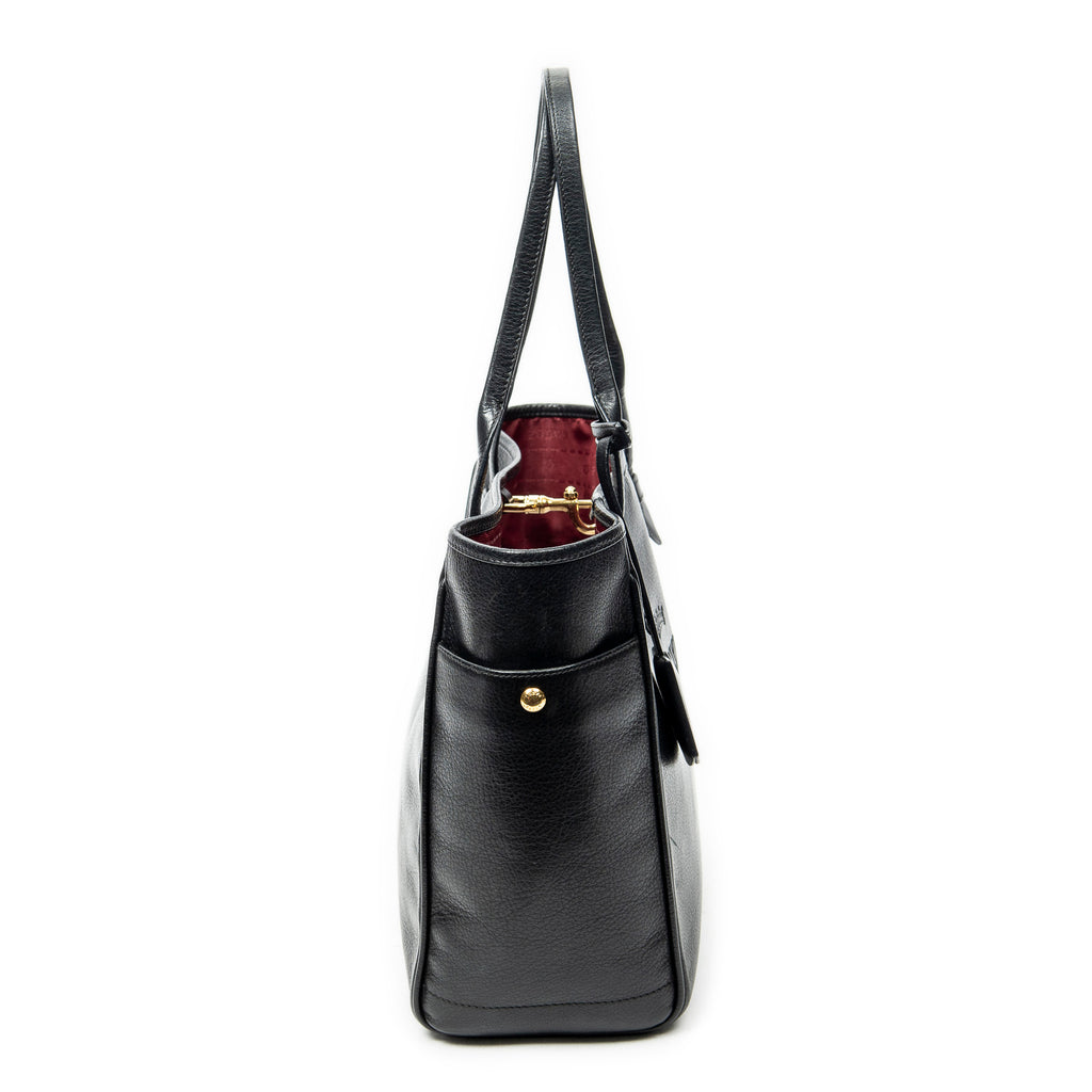 Shoulder Bag Heritage Tote Black Grained Calfskin Leather